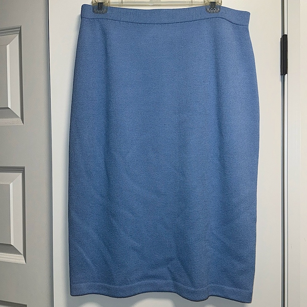 St. John Collection by Marie Gray Knit Pull On Light Blue Pencil Skirt